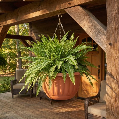 Závěsný plastový květináč s řetízkem – terakota – 30 x 18 cm