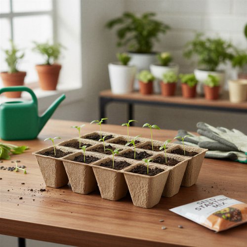 Sazenicový podnos s květináči - 15,2 x 11,5 x 4,3 cm - 4 ks / balení