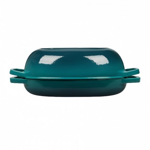 Smaragdově modrý smaltovaný litinový pekáč na kachnu / chléb kónický