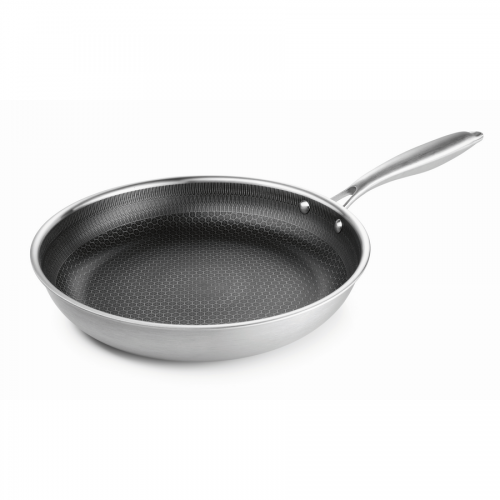 BRATMAXX Nerezová pánev s nepřilnavým povrchem 24 cm se strukturou včelího plástu, 4vrstvá