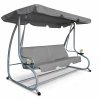 Zahradní houpačka – 200 x 120 x 164 cm – šedá – s držákem na pohár