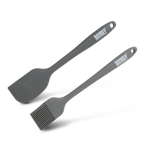 Baker's Secret – 2dílná sada silikonového štětce a stěrky – 21/22 cm – černá