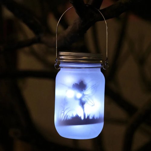 Solární pohádková světýlka lampion – Zahradní dekorace, venkovní závěsná skleněná lampa s mrazivým efektem skla