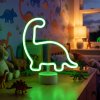 Neonová LED lampa – zelený dinosaurus – 3 x AA + USB – 25,9 x 8,5 x 24,3 cm