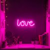 Neonová LED lampa – růžová „Love“ – 3 x AA + USB – 34 x 1,6 x 12,5 cm