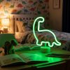 Neonová LED lampa – zelený dinosaurus – 3 x AA + USB – 25,9 x 8,5 x 24,3 cm