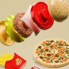 Pikniková sada s burgerem, pizzou a hranolky