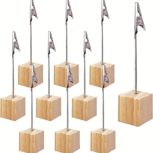 10 dřevěných držáků na karty s aligátorovými klipsy