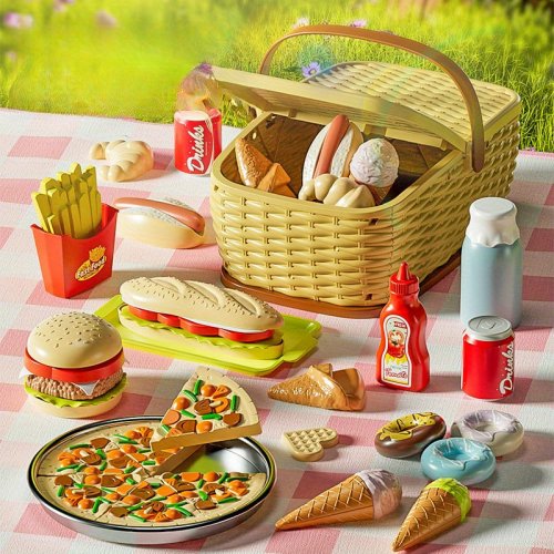 Pikniková sada s burgerem, pizzou a hranolky