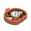 Halloweenská dekorace – držák na čajovou svíčku – dýně – MDF – 11 x 11 x 1,8 cm