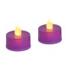 Halloweenská svítící dekorace – LED čajová svíčka – fialová – 2 ks / balení