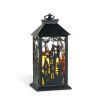 Halloweenová blikající lucerna - hrad - na baterie - černá - 30 x 14 cm