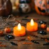 Halloween dekorace se světlem - LED čajová svíčka - oranžová - 2 ks / balení