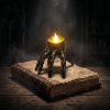 Halloweenová LED svíčka – kostlivá ruka – na baterie – 9 x 7,5 x 7,5 cm