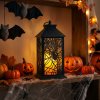 Halloweenová blikající lucerna – pavouk – na baterie – černá – 30 x 14 cm
