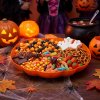 Halloweenská servírovací miska – dýně – oranžová – plast – 30 x 27 cm