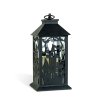 Halloweenová blikající lucerna - hrad - na baterie - černá - 30 x 14 cm