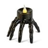 Halloweenová LED svíčka – kostlivá ruka – na baterie – 9 x 7,5 x 7,5 cm