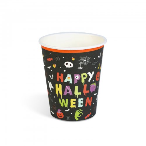 Papírový kelímek na Halloween – „Veselé Halloween“ – 2,5 dl – 8 ks / balení