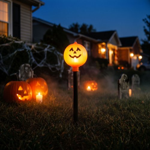 Halloweenová zapichovací lampa – dýně – na baterie – 34 x 9,5 cm