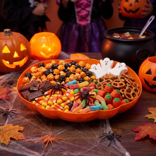 Halloweenská servírovací miska – dýně – oranžová – plast – 30 x 27 cm