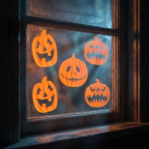 Halloweenová 3D gelová okenní dekorace – dýně – 30 x 30 cm – 9 ks / balení