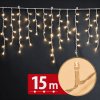 Světelný závěs – 15 m – teplá bílá – 600 LED – 100–240 V – 6 W – průhledný kabel
