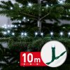 Světelný řetěz – 10 m – studená bílá – 200 LED – 100–240 V – 6 W – zelený kabel