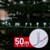 Svetelný řetěz – 50 m – studená bílá – 1000 LED – 220–240 V – 9 W – průhledný kabel