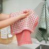 3 ks moderní vyšívaná kostkovaná bavlněná kuchyňská utěrka