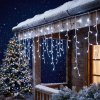 Světelný závěs – 15 m – studená bílá – 600 LED – 100–240 V – 6 W – průhledný kabel