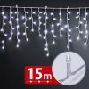 Světelný závěs – 15 m – studená bílá – 600 LED – 100–240 V – 6 W – průhledný kabel