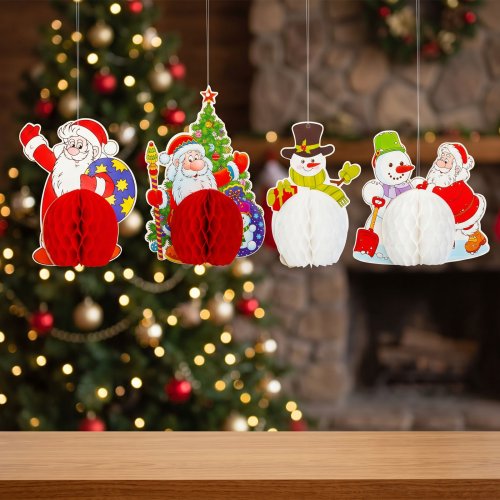 Vánoční dekorace – sada papírových lampionů – 11 x 13 cm – 4 ks / balení