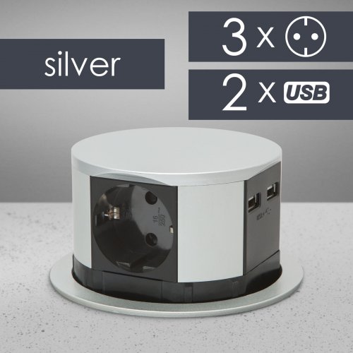 Skrytá prodlužovačka - 3zásuvková + USB-A + Type-C