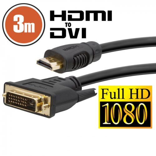 DVI-D / HDMI kabel · 3 m pozlacený