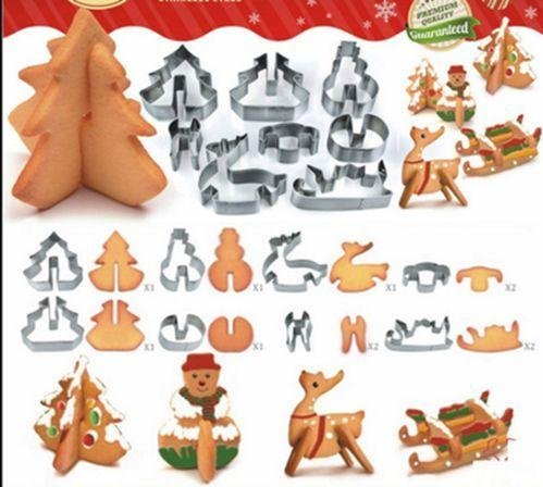 3D forma na vykrajovanie – vánoční strom, sněhulák, sob, sáně