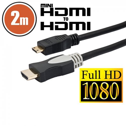 Mini HDMI kabel • 2 m pozlacený