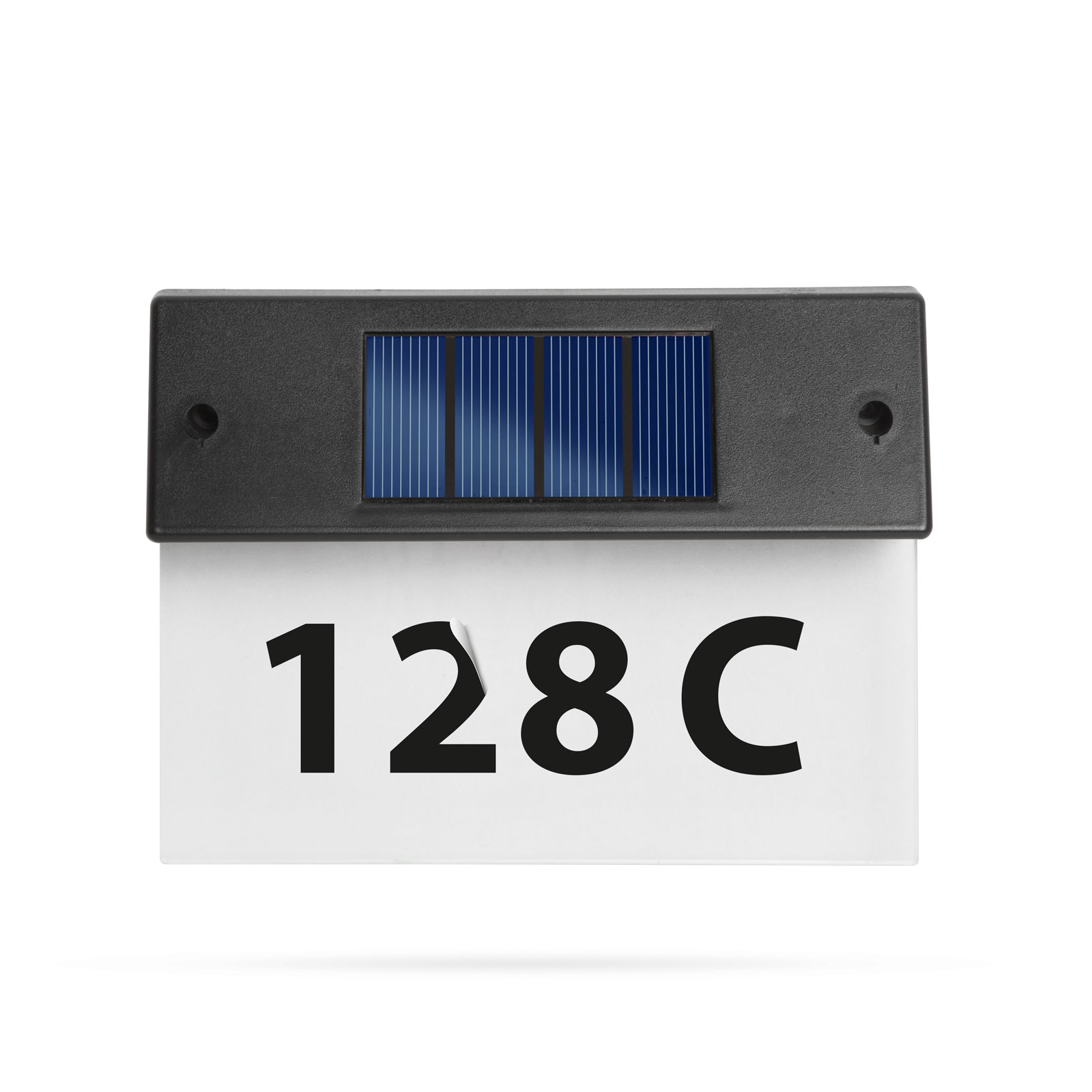 Solární osvětlení čísla domu - průhledné plexi - studená bílá LED - 18 x 20 cm