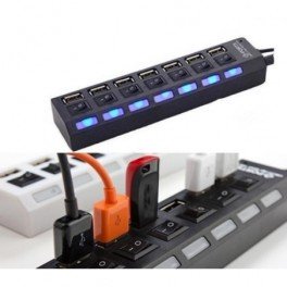 7-portový přepínatelný USB hub Černý