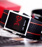 LED náramkové hodinky se sportovním designem černé