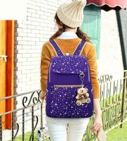 Sada školních tašek s fialovými hvězdami