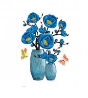 Nálepka s květinou na zeď 3D Modrá