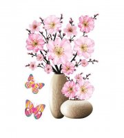 Nálepka s květinou na zeď 3D Pink