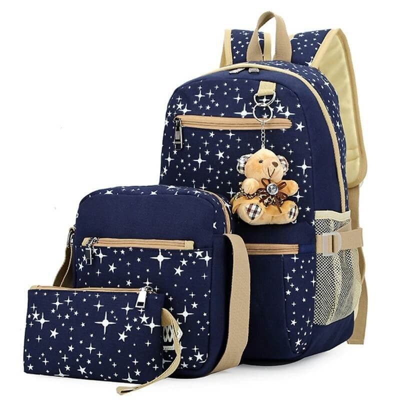 Souprava školní tašky 3 ks (Batoh, boční taška, penál) modrá