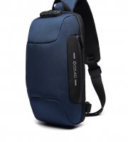 OZUKO batoh s bezpečnostním zámkem (18×10×35 cm) Modrý