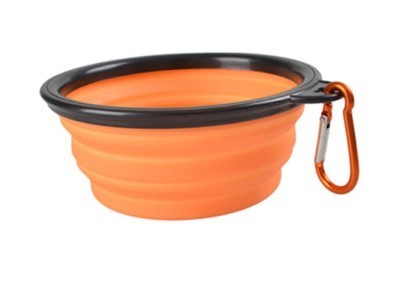 Přenosná miska na krmení a napájení pro psy z latexu (350 ml) Oranžová