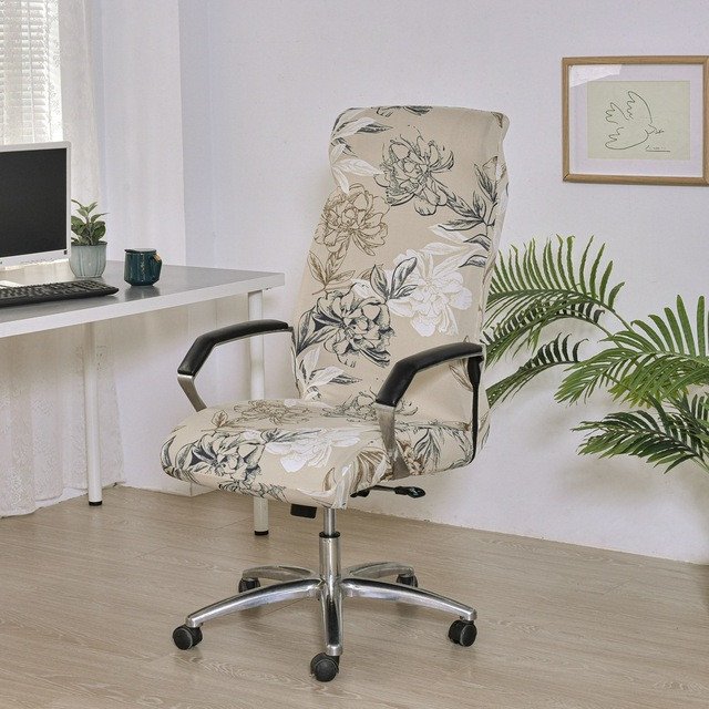 Vzorovaný potah na kancelářskou židli Béžový květ