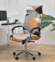 Vzorovaný potah na kancelářskou židli Oranžový kosočtverec