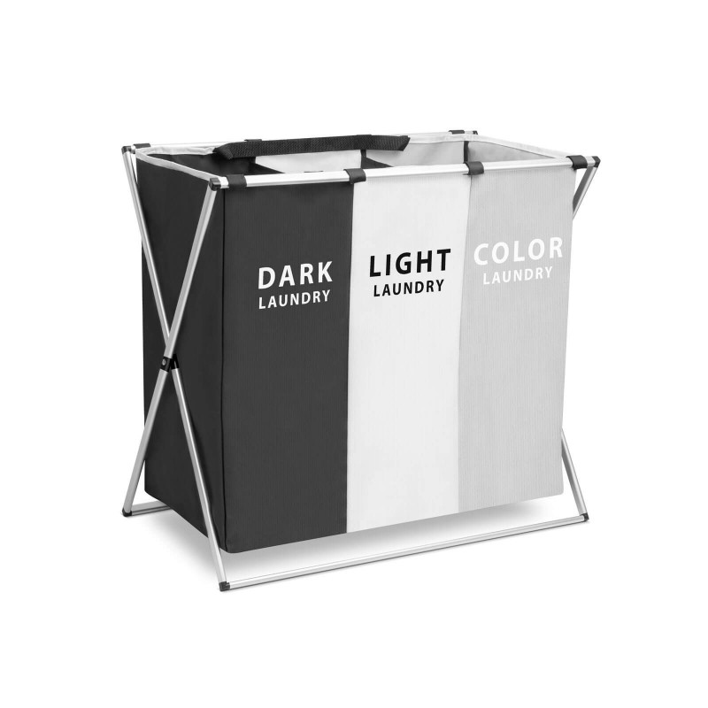 Koš na prádlo se skládacím kovovým rámem pro světlé-tmavé-barevné oblečení (65 x 37 x 58 cm)