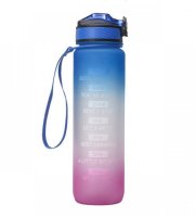 Motivační láhev na vodu 1000 ml Modro-fialová